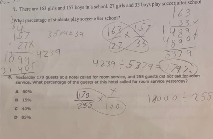 Solved 20. Kareem correctly answered 85% of the questions on 