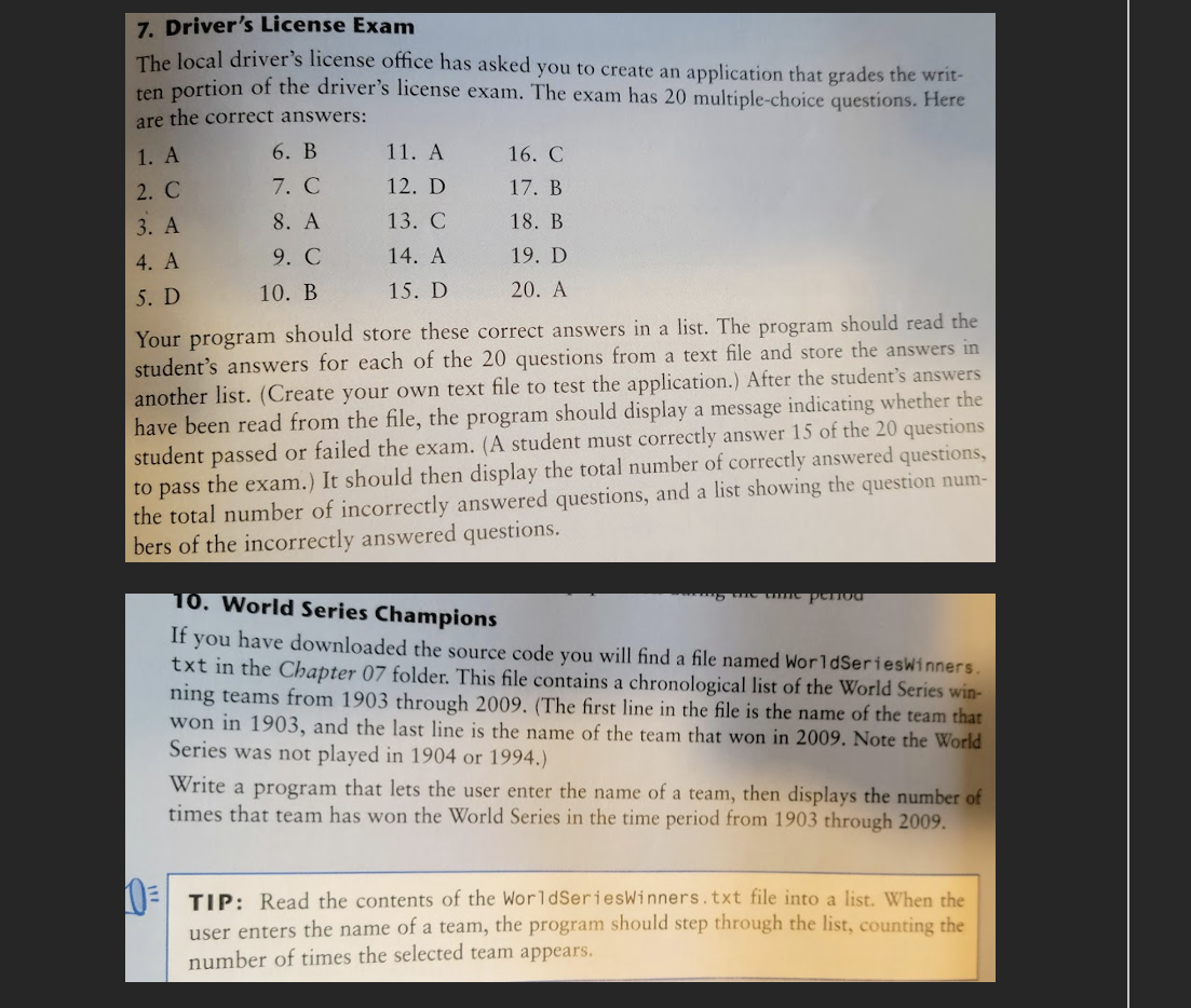 Solved Driver's License ExamThe local driver's license | Chegg.com