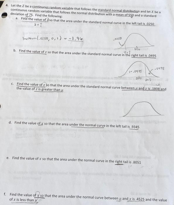 Solved 4. Let the Z be a continuous random variable that | Chegg.com