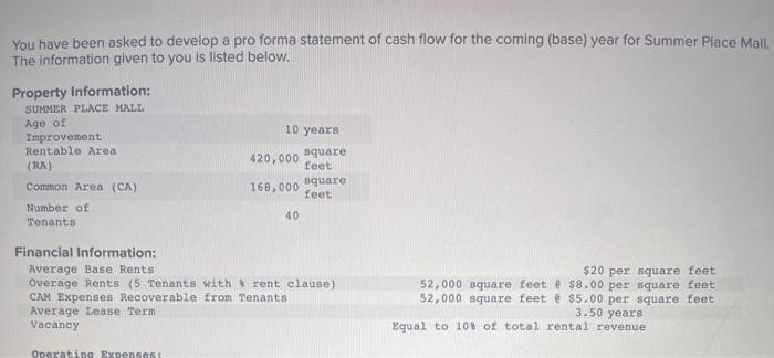 Solved You have been asked to develop a pro forma statement | Chegg.com