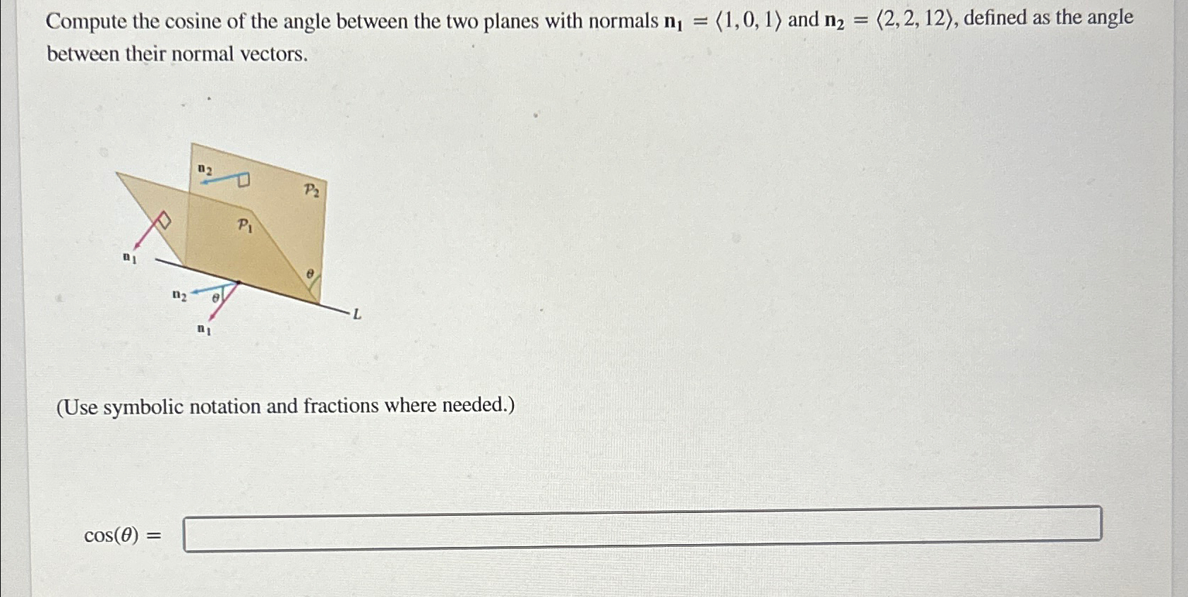 Solved Compute the cosine of the angle between the two | Chegg.com