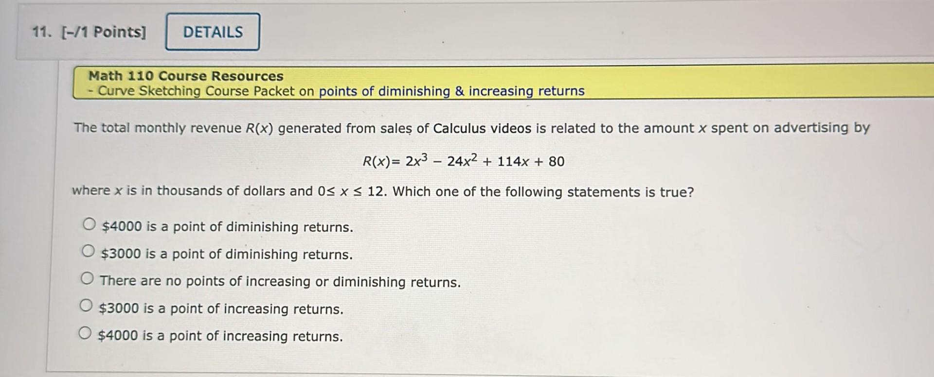 Solved The total monthly revenue R(x) generated from saleș | Chegg.com