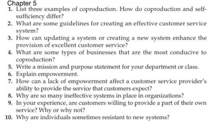 Solved Chapter 5 1. List Three Examples Of Coproduction. How 