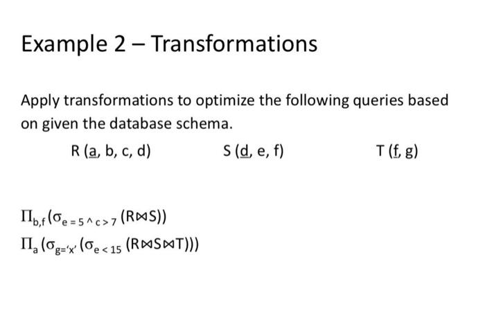 Solved Example 2 - Transformations Apply Transformations To | Chegg.com