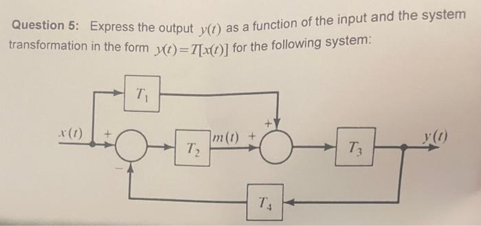 Solved Question 5: Express the output y(t) as a function of | Chegg.com