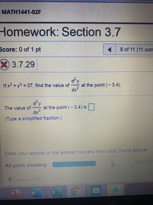 Solved MATH1441-02F Homework: Section 3.7 Score: 0 of 1 pt 8 | Chegg.com