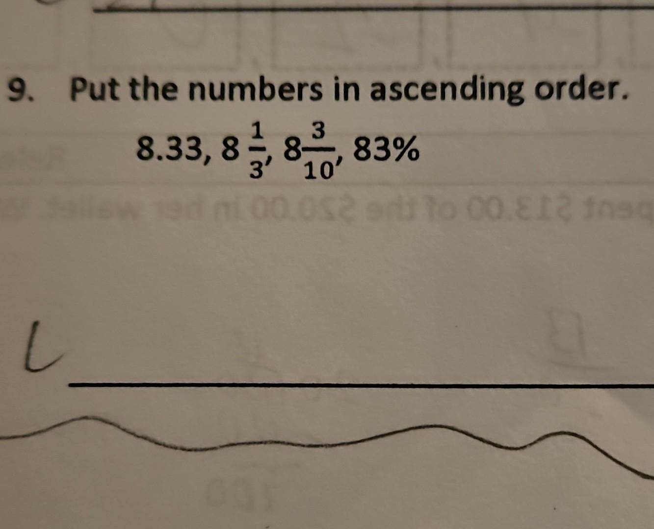 put 7 10 8 15 and 3 5 in ascending order