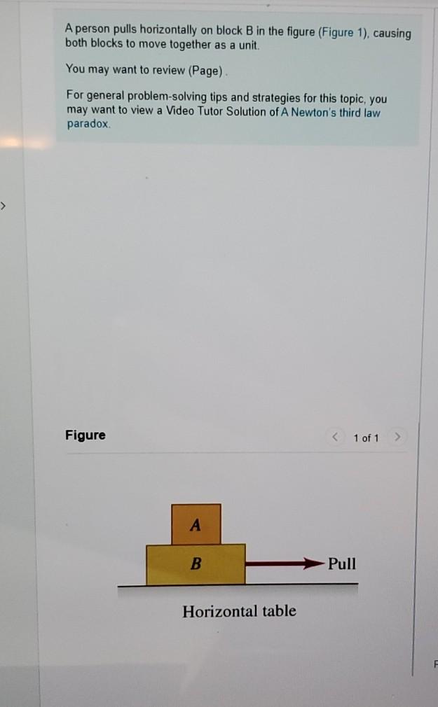 Solved A Person Pulls Horizontally On Block B In The Figure | Chegg.com