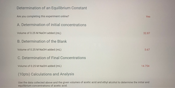 Solved Determination Of An Equilibrium Constant Are You | Chegg.com