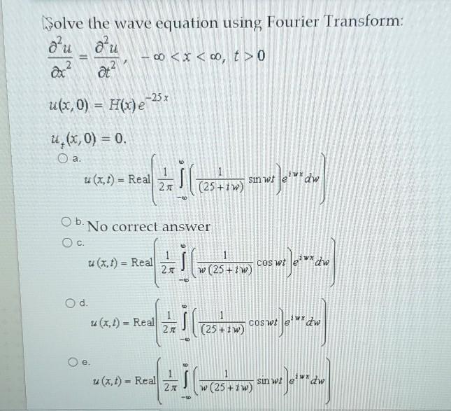 Solved Solve the wave equation using Fourier Transform: au - | Chegg.com