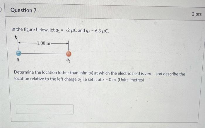 Solved Question 7 2 pts In the figure below, let q1 = -2 μC | Chegg.com