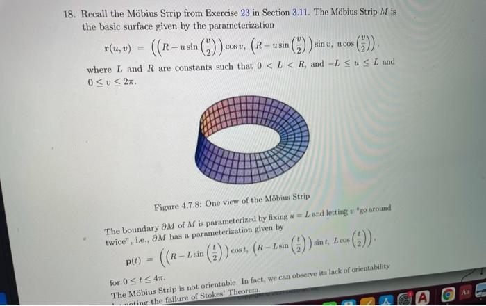 Solved 18. Recall the Möbius Strip from Exercise 23 in | Chegg.com