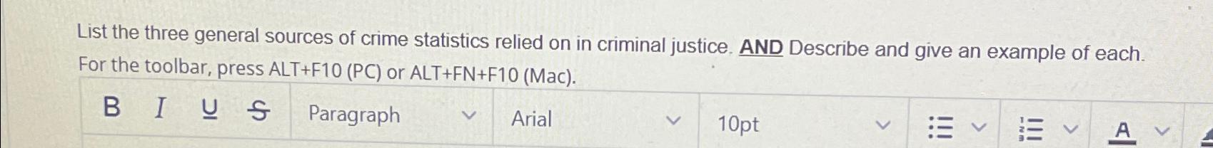 Solved List the three general sources of crime statistics | Chegg.com