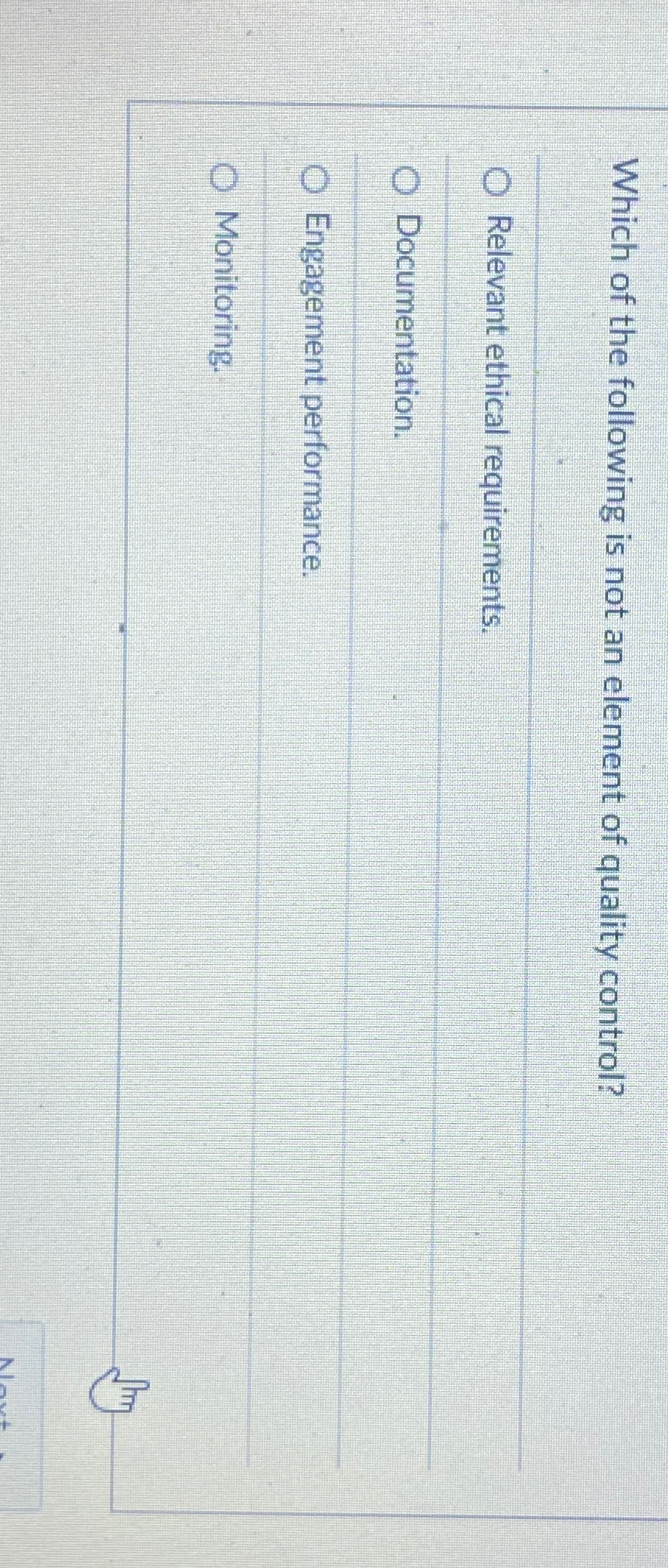 Solved Which of the following is not an element of quality | Chegg.com