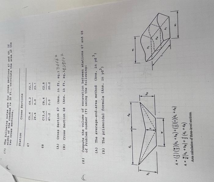 Solved (7) The following notes are for cross sections 67 and | Chegg.com