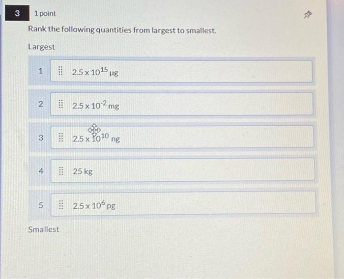 Solved Rank The Following Quantities From Largest To | Chegg.com