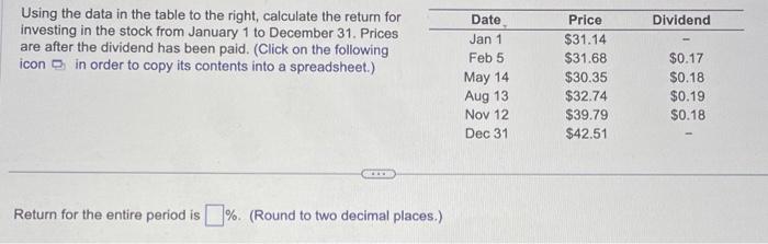 Solved Using the data in the table to the right, calculate | Chegg.com