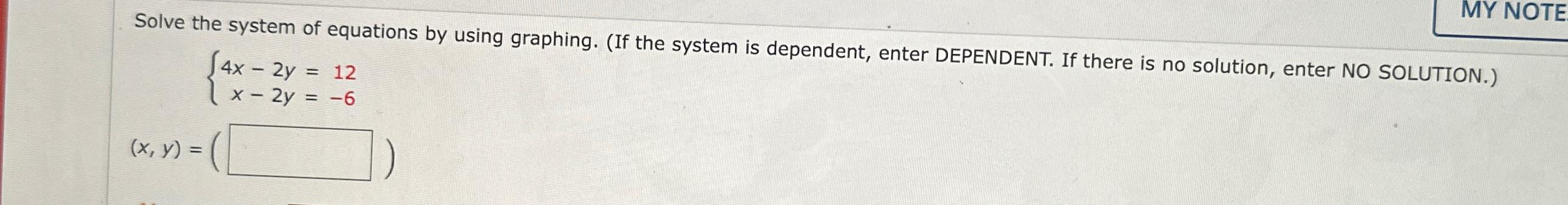 Solved Solve the system of equations by using graphing. (If | Chegg.com