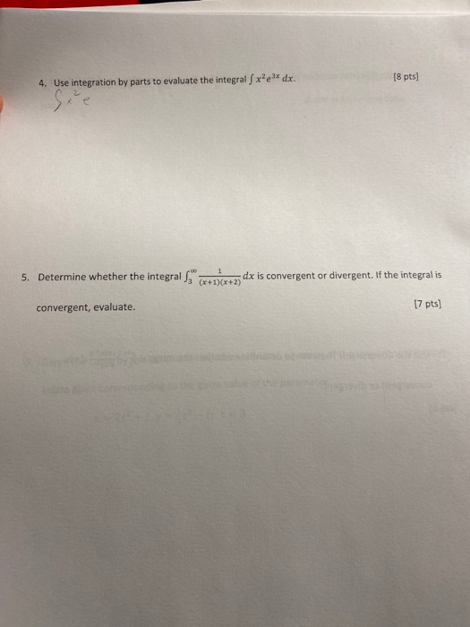 Solved [8 pts] 4. Use integration by parts to evaluate the | Chegg.com