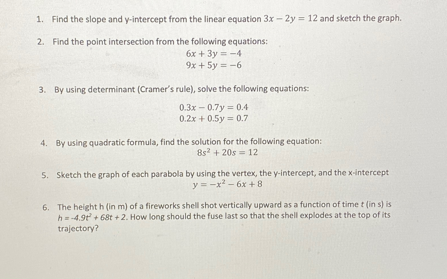 Solved Find the slope and y-intercept from the linear | Chegg.com