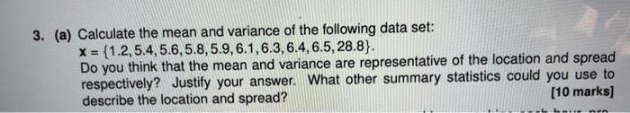 Solved 3. (a) Calculate the mean and variance of the | Chegg.com