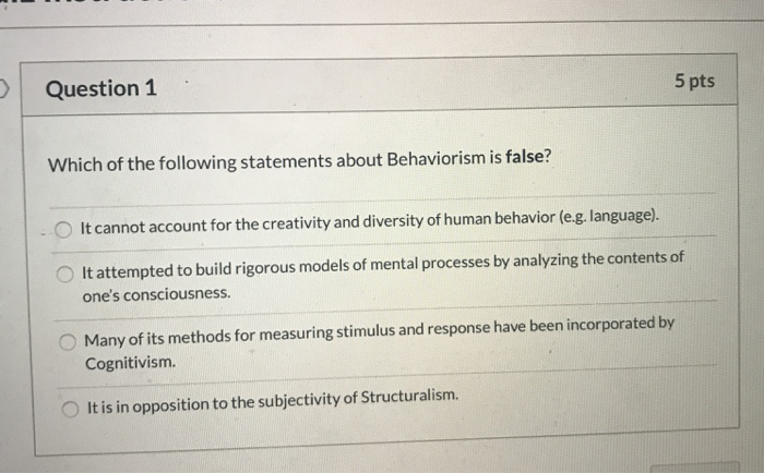 Solved Question 1 : 5 pts Which of the following statements | Chegg.com