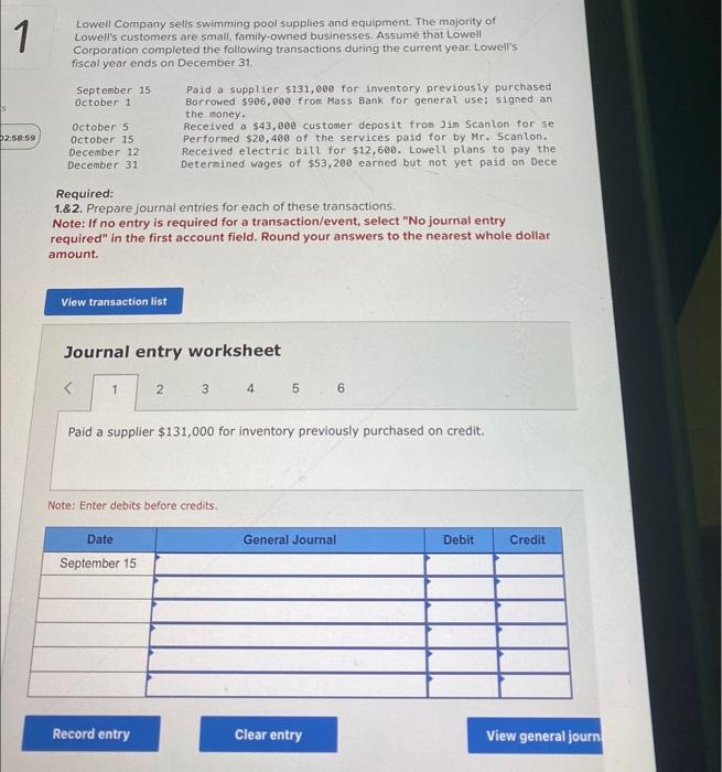 Lowell Company sells swimming pool supplies and