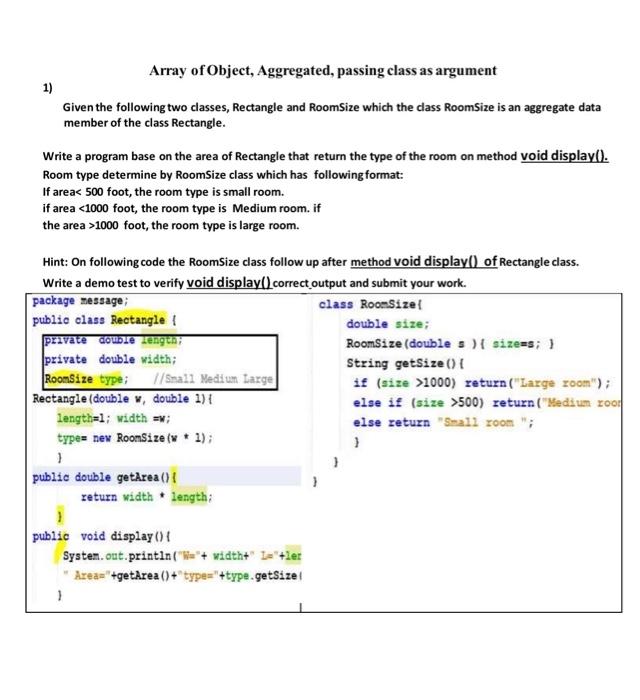 Solved Array Of Object, Aggregated, Passing Class As | Chegg.com