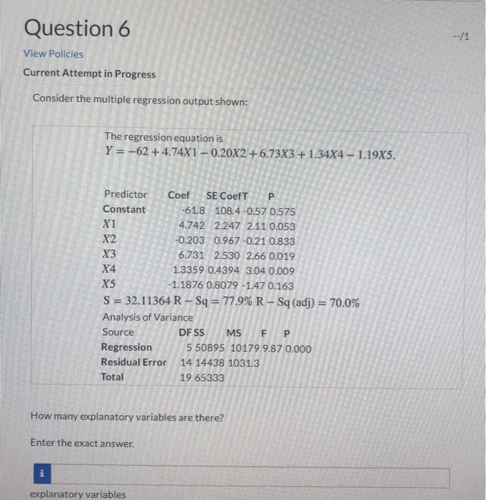 Solved Question 6 --/1 View Policies Current Attempt in | Chegg.com