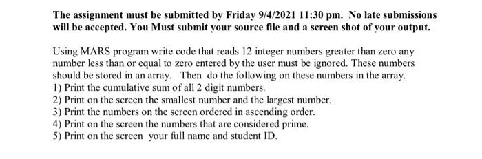 Solved The assignment must be submitted by Friday 9/4/2021 | Chegg.com