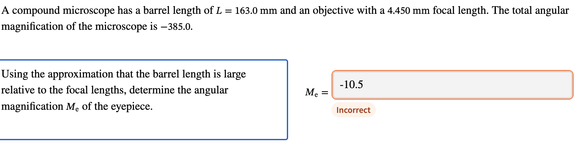 Solved A compound microscope has a barrel length of \( | Chegg.com