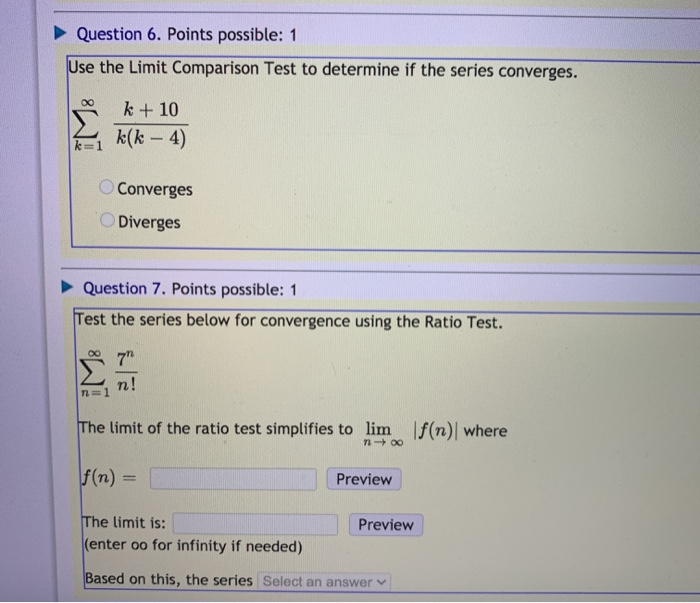 Solved Question 6. Points possible: 1 Use the Limit | Chegg.com