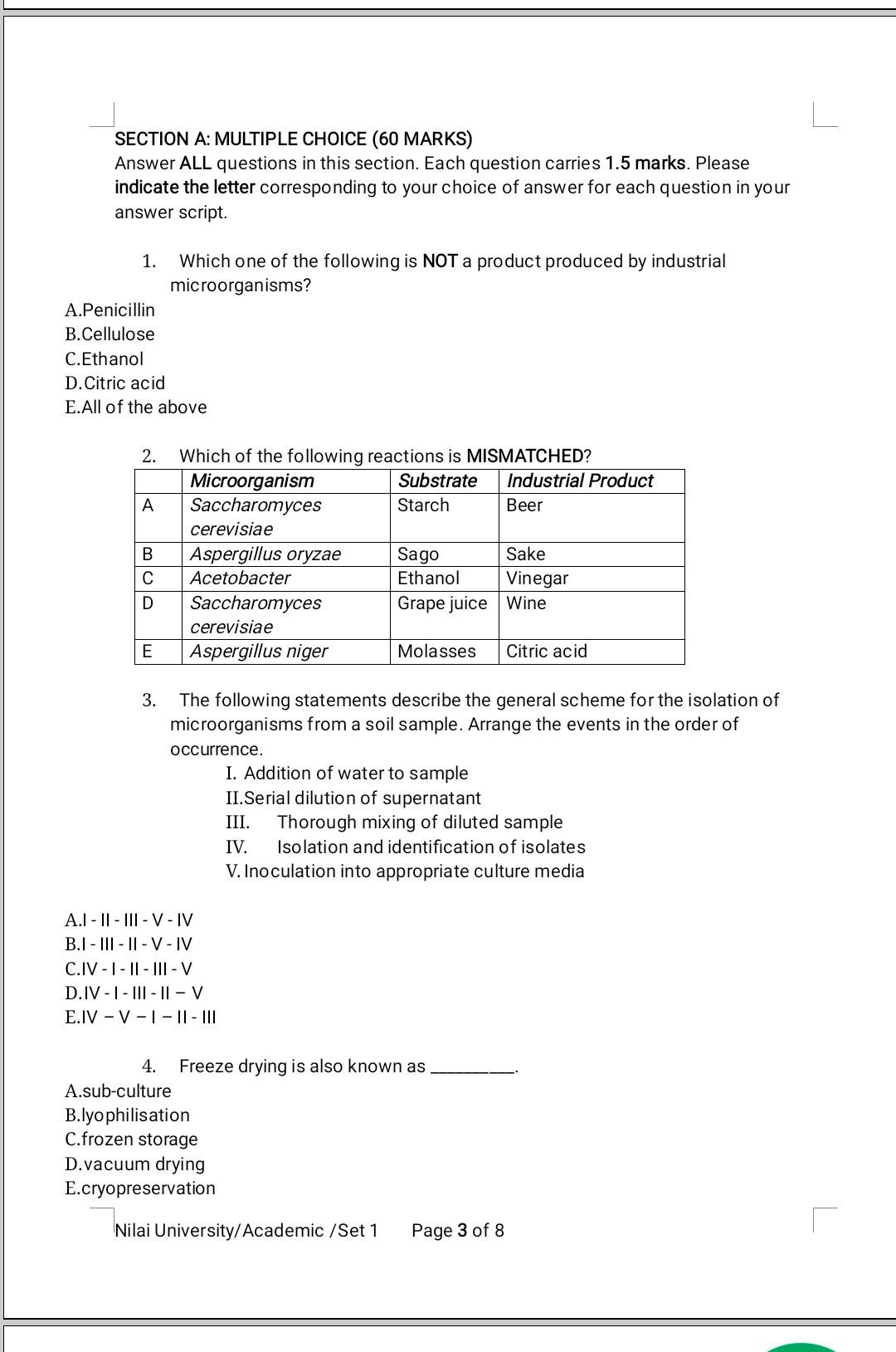 Solved SECTION A: MULTIPLE CHOICE (60 MARKS) Answer ALL | Chegg.com