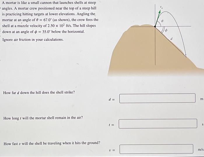 Solved A mortar is like a small cannon that launches shells | Chegg.com