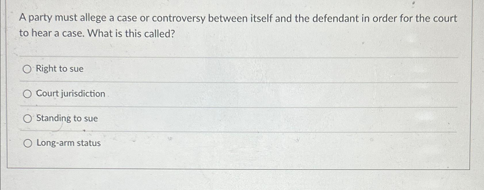 Solved A party must allege a case or controversy between