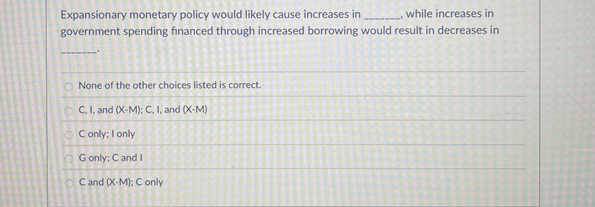 Solved Expansionary monetary policy would likely cause | Chegg.com