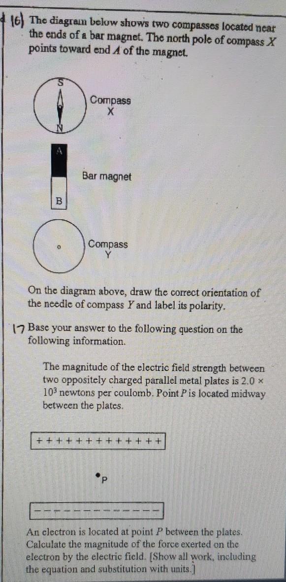 Solved 416) The diagram beluw shows two compasses located | Chegg.com