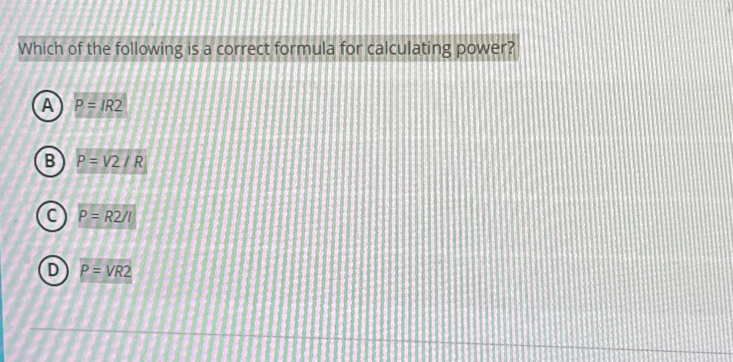 Solved Which of the following is a correct formula for | Chegg.com