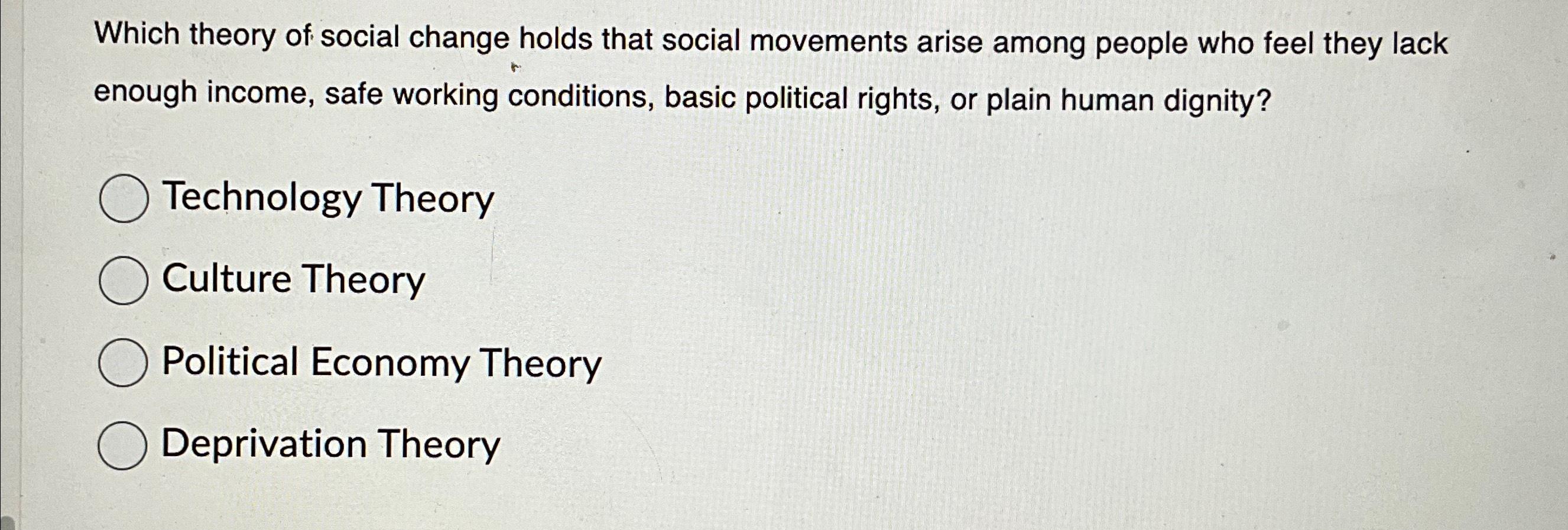 Solved Which Theory Of Social Change Holds That Social | Chegg.com