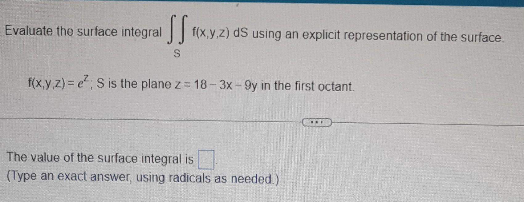 Solved Find the area of the following surface using an | Chegg.com
