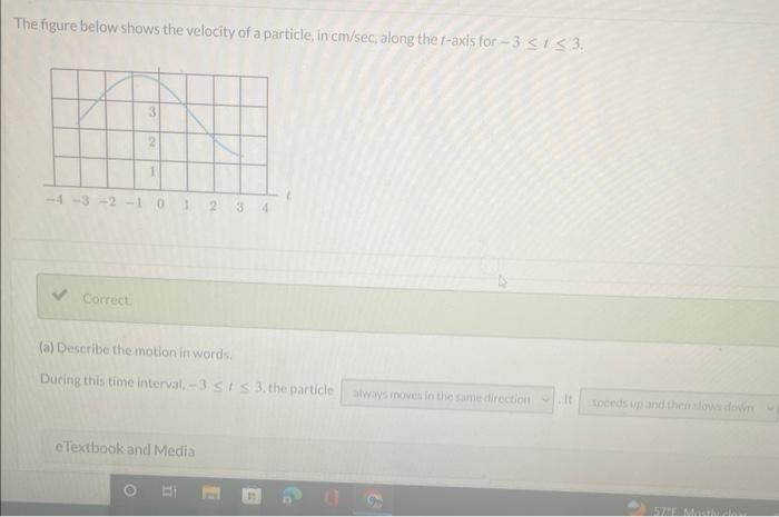 Solved The figure below shows the velocity of a particle, in | Chegg.com