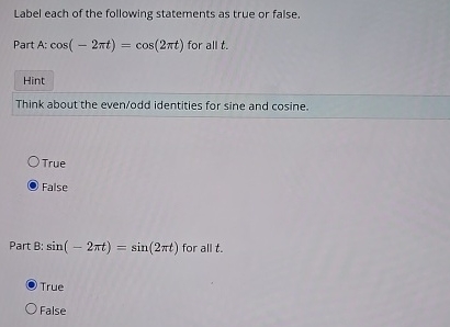 Solved Label each of the following statements as true or | Chegg.com