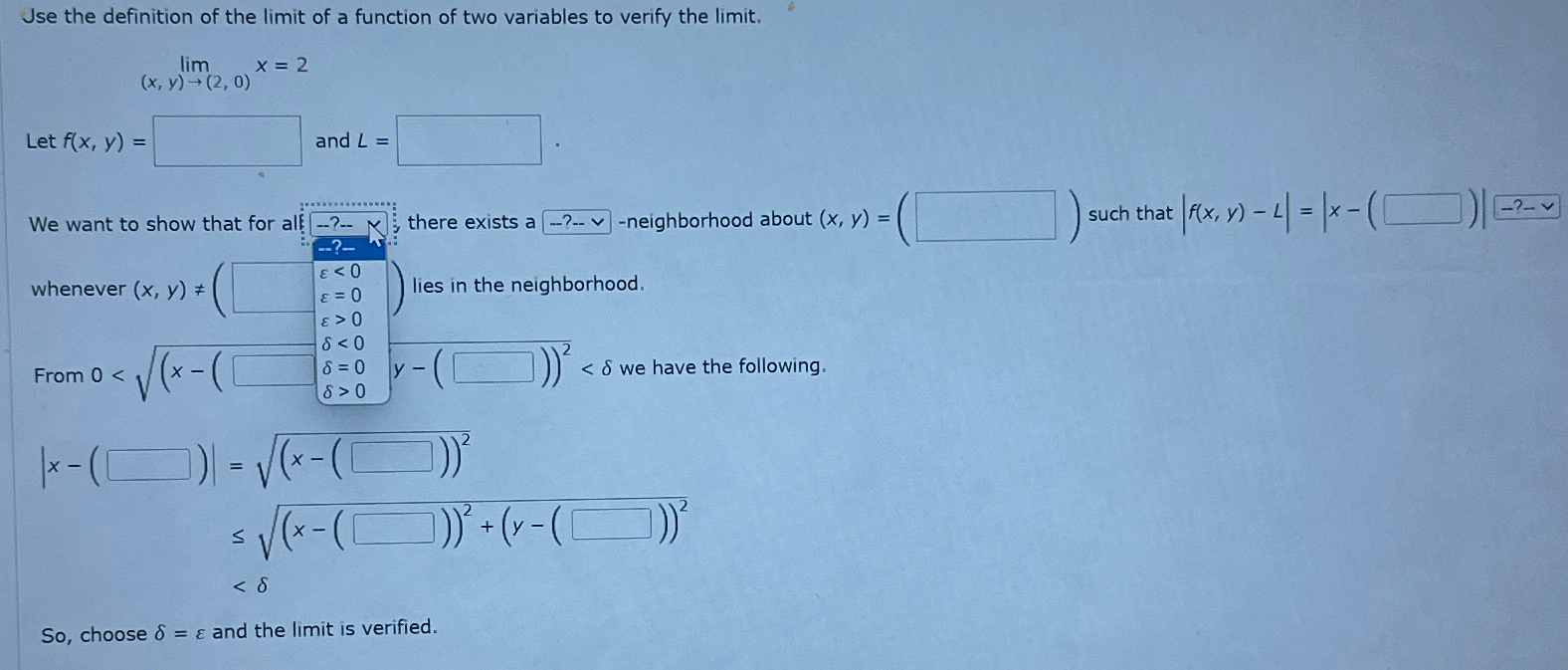 Solved Jse The Definition Of The Limit Of A Function Of Two