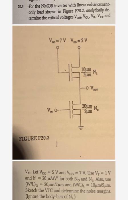 Solved 20.3 For the NMOS inverter with linear enhancement- | Chegg.com