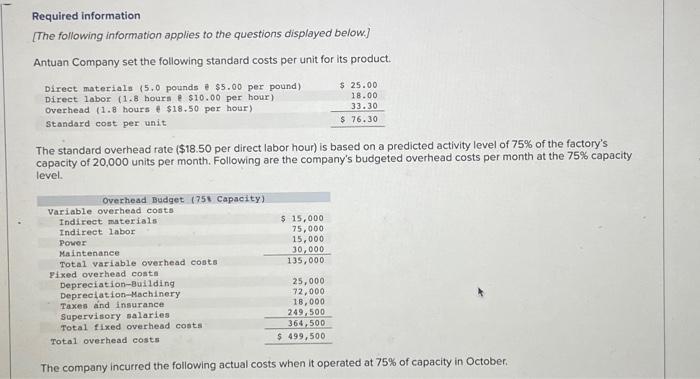 Solved Required information [The following information | Chegg.com