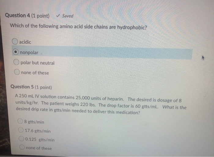 Solved Question 4 (1 point) Saved Which of the following | Chegg.com