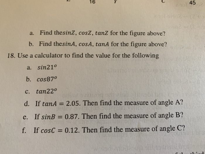 Solved 16 70 45 A Find Thesinz Cosz Tanz For The Figur Chegg Com Solved 16 70 45 A Find Thesinz Cosz Tanz For The Figur Chegg Com