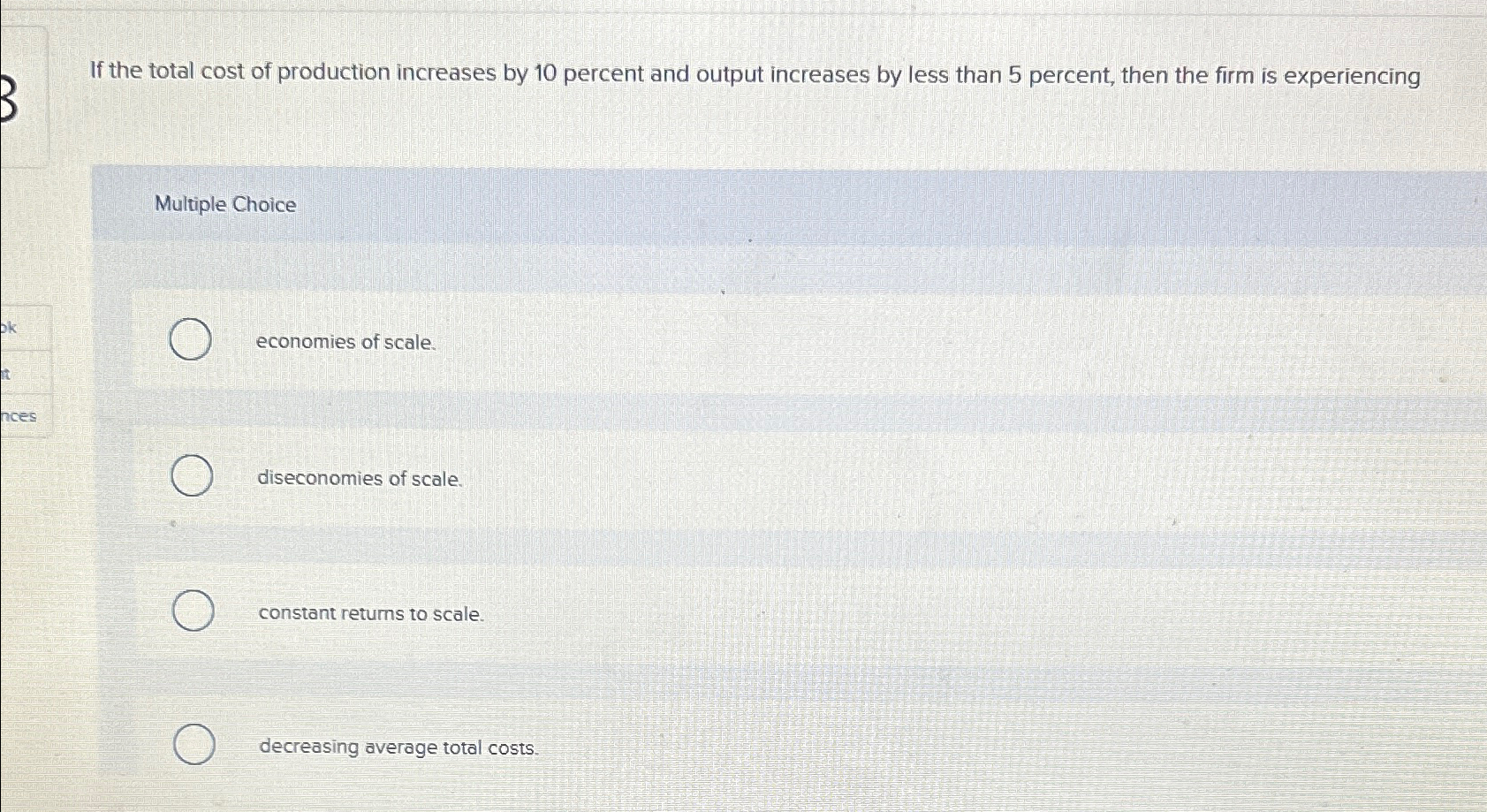 Solved If the total cost of production increases by 10 | Chegg.com