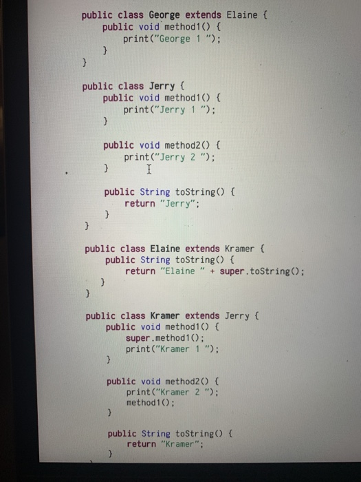 Solved public class George extends Elaine { public void | Chegg.com