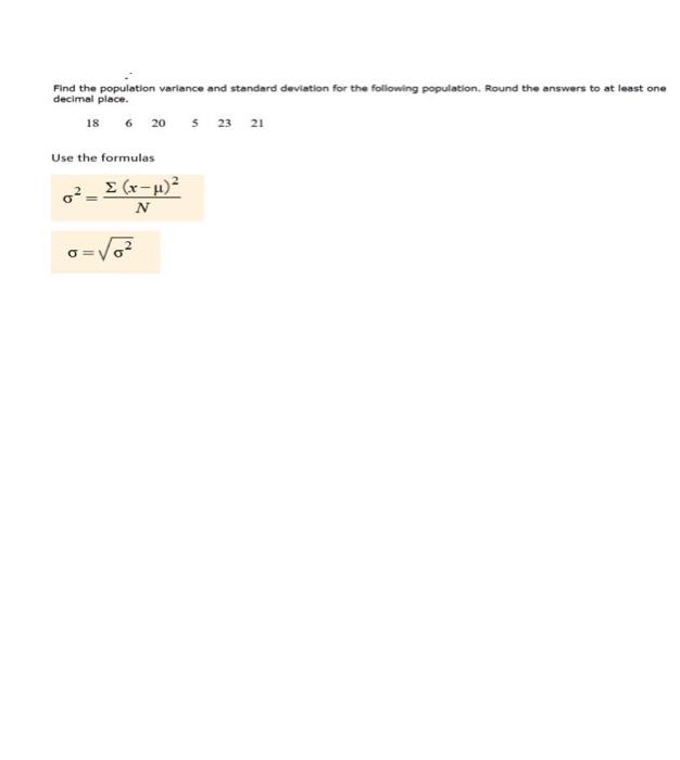 Solved Find the population variance and standard deviation | Chegg.com